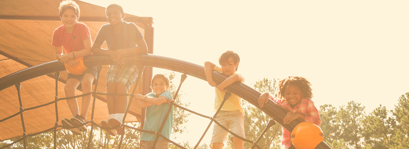 kids playing on rope climber